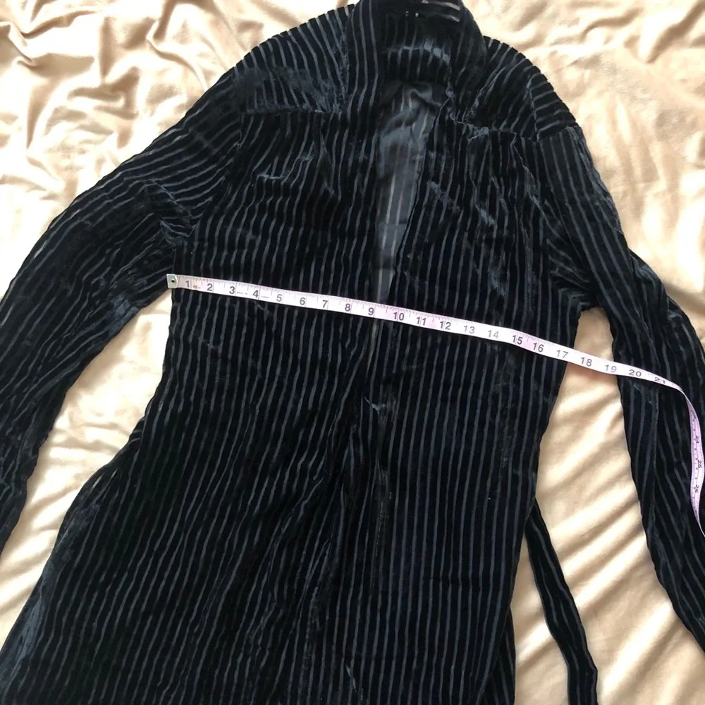 Knot Sisters EUC Velvet & Sheer Striped Black Cardigan Medium - Picture 9 of 14